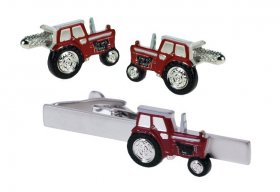 Tie Bar / Cufflink Set - Tractor Red